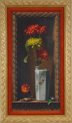 Flower Still Life with Pocket Watch (Trompe l’oeil), 1964