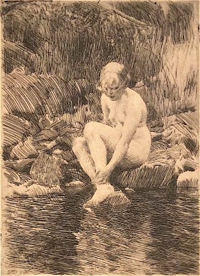 Anders Zorn, 1860 - 1920, Dagmar, 1912, Etching, H 9.675" x W 7", Signed Lower Right