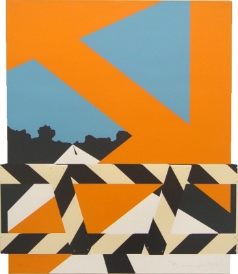 Allan D'Arcangelo, 1930 - 1998, Bridge Barrier, 1969, Screenprint in Colors, H 25.5" x W 22", Signed and Dated Lower Right - "D'Arcangelo, 1969", Edition of 120