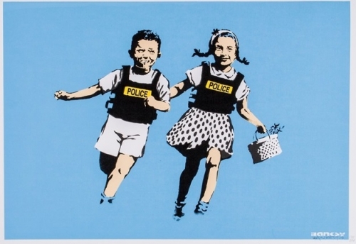 BANKSY Jack and Jill (AKA Police Kids) Four-Color Hand-Pulled Screenprint on Archival Paper 2005