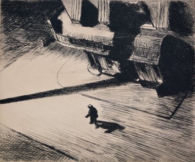 Edward Hopper, 1882 - 1967, Night Shadows, 1921, Etching, H 6.875" x W 8.25", Signed Lower Right