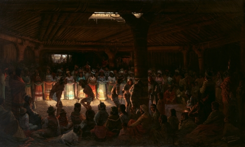 Dance in a Subterranean Roundhouse at Clear Lake, California, 1878