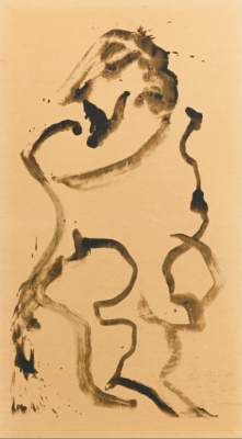 Willem de Kooning, 1904 - 1997, Untitled, Man Standing, Facing Left, 1970, Lithograph on Brown Japan Paper, H 46.125" x W 23.25", Signed