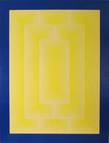 RICHARD ANUSZKIEWICZ, Reflections III - White Line, 1979, Acrylic On Gessoed Masonite With Screenprint, H 61.125” x W 47.125”,  Signed, Edition # and Dated Lower Right